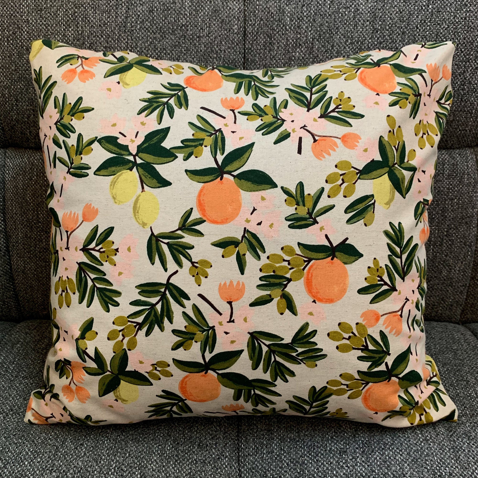 Citrus Floral Sand Linen-Cotton Pillow