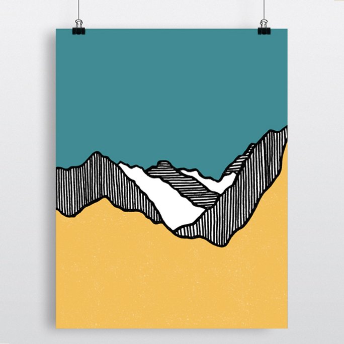Fault Lines Print - Yellow & Blue