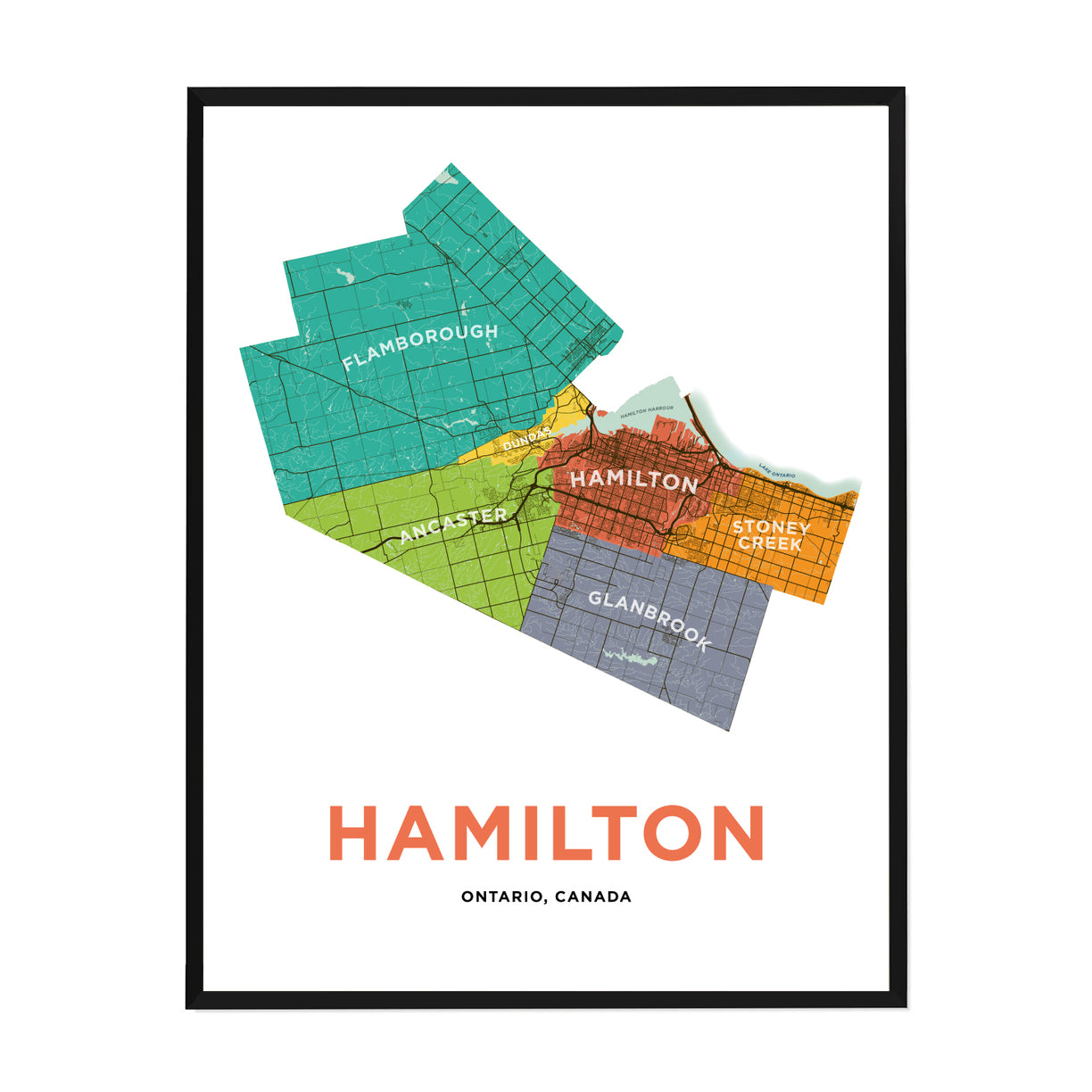 Hamilton Municipalities Map Print