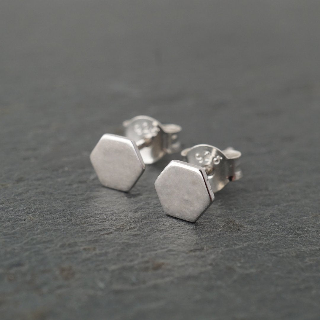 Hexagon Sterling Silver Studs