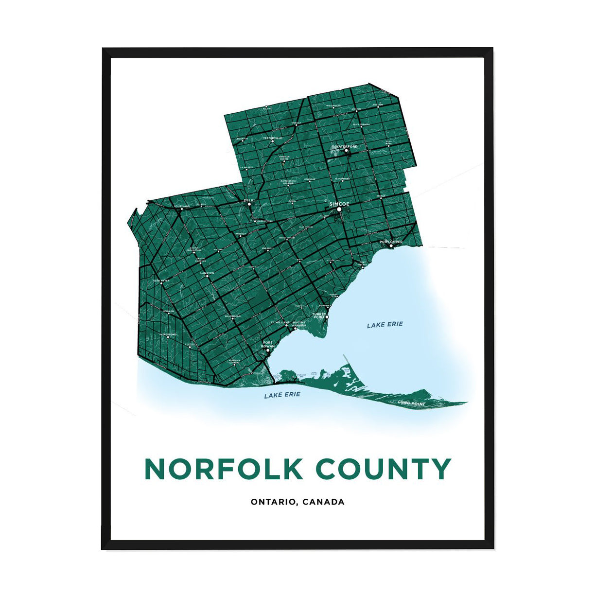 Norfolk County Map Print