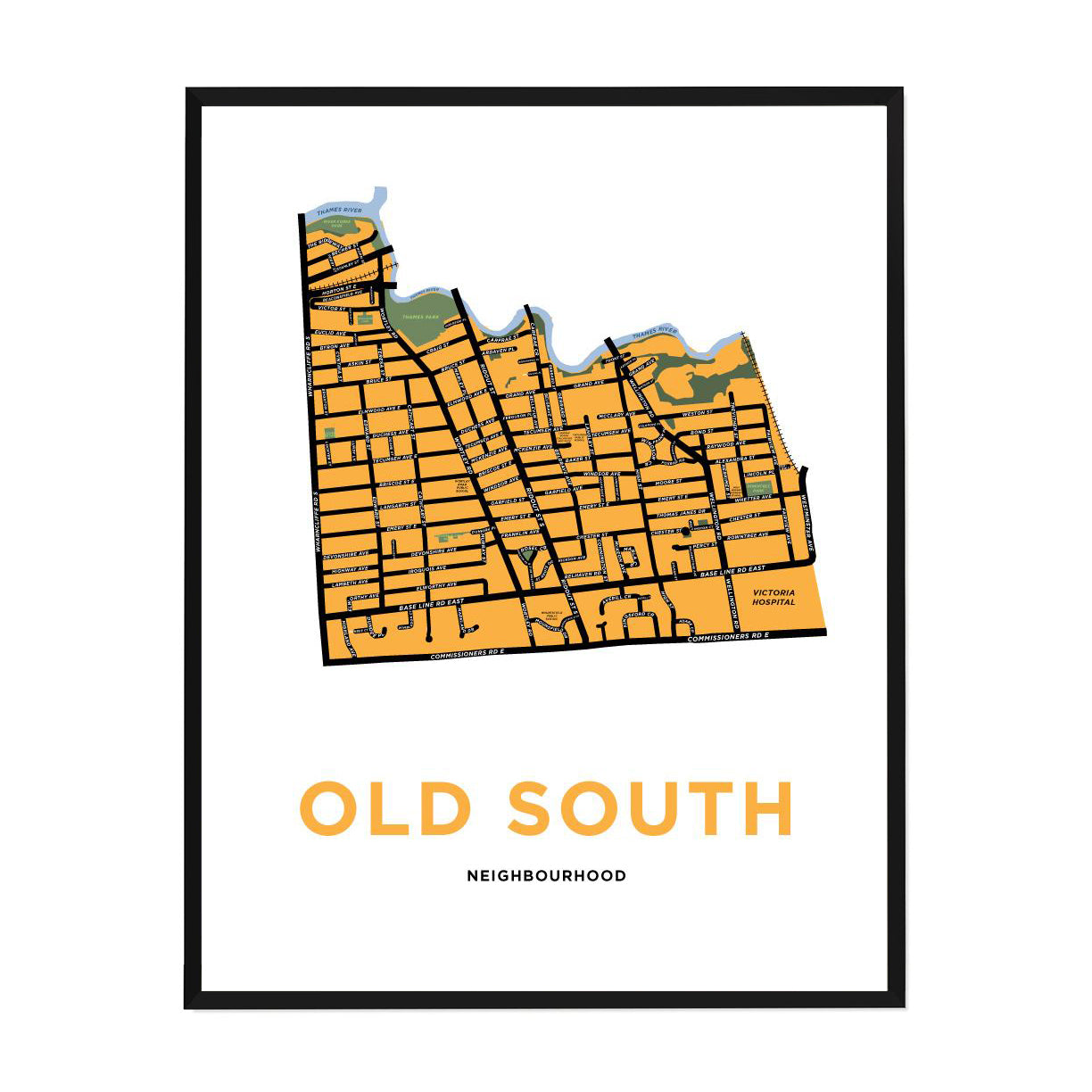 Old South Neighbourhood Map Print