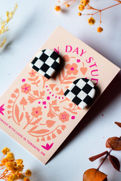 Checkerboard Archway Studs Black and White