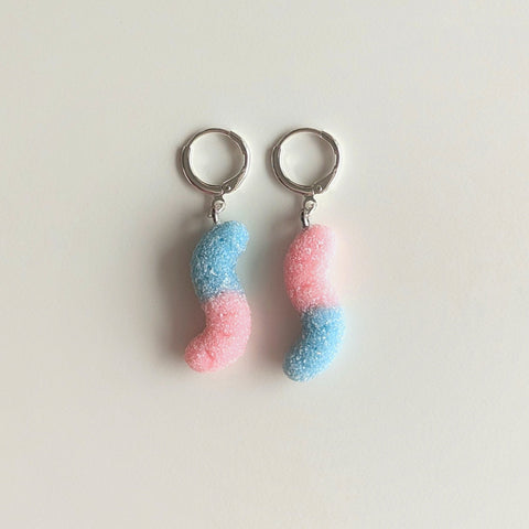 Sour Gummy Worm Candy Earrings