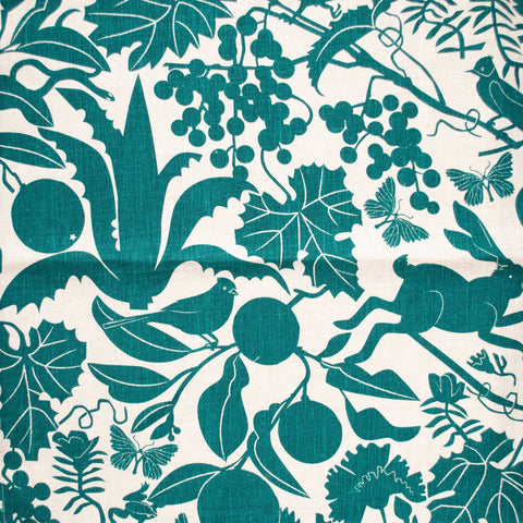 Emerald Green California Screen Printed Linen Tea Towel 