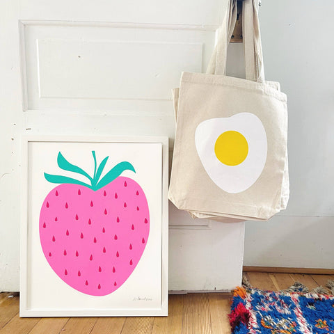 Strawberry Pastel Neon Pink 3-Colour Screen Print