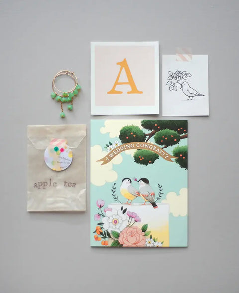 Birds on Cake Wedding Card