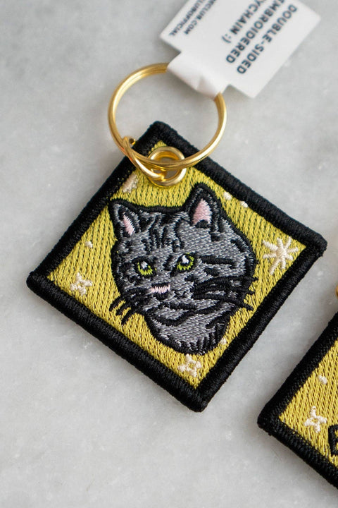 Shut Up Everyone Cat Embroidered Keychain
