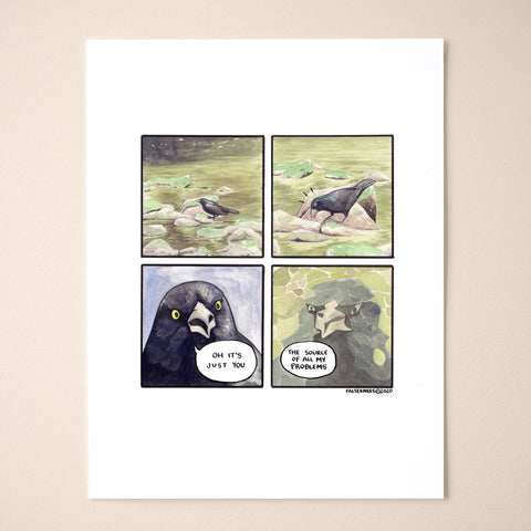 River Grackle Comic Print