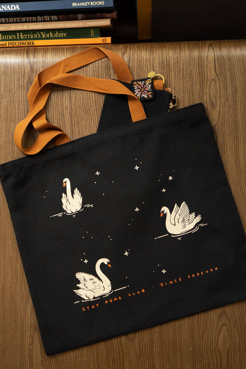 Night Swans Flat Tote