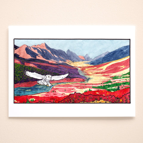 Snowy Owl Landscape Comic Print