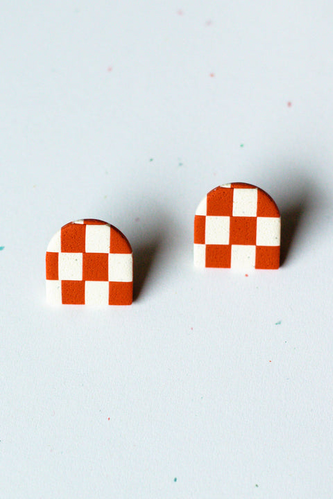 Checkerboard Archway Studs Rust and Cream