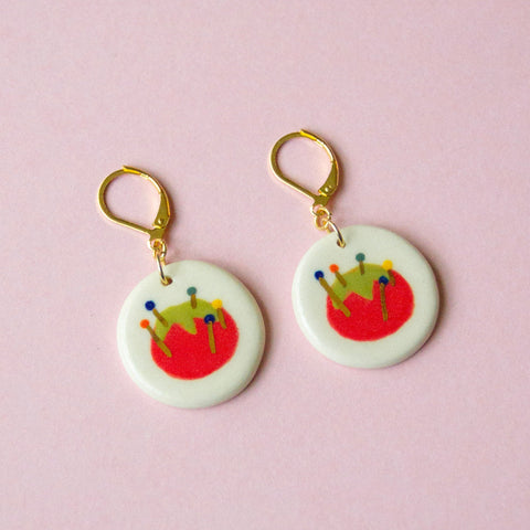 Tomato Pin Cushion Earrings