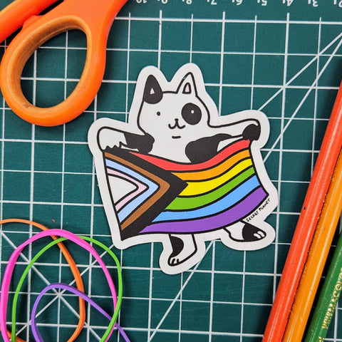 Rainbow Flag Cat Pride Vinyl Sticker
