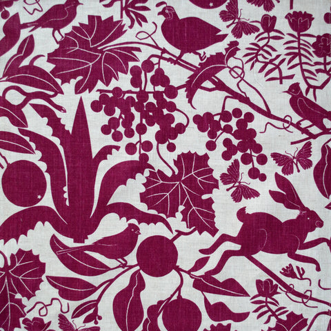 All Linen Carmine Red California Screenprinted Tea Towel 