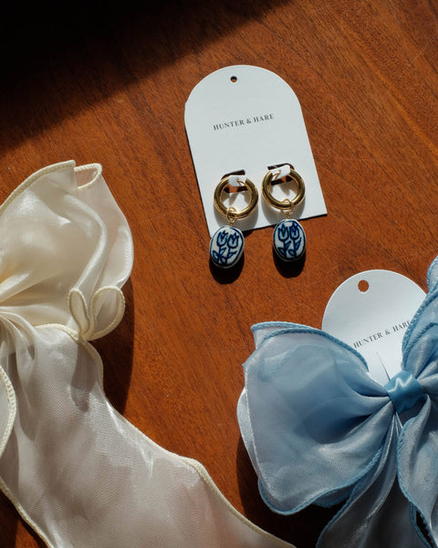 Chloe Porcelain Tulip & Gold Hoops