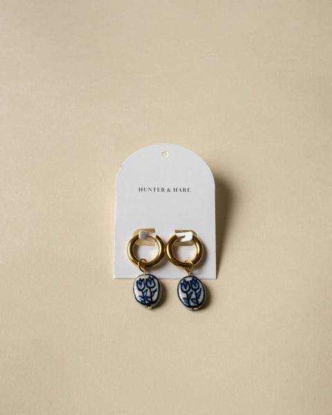 Chloe Porcelain Tulip & Gold Hoops