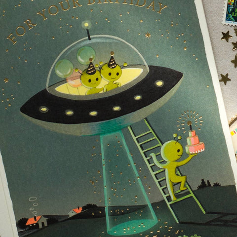 Aliens Birthday Card