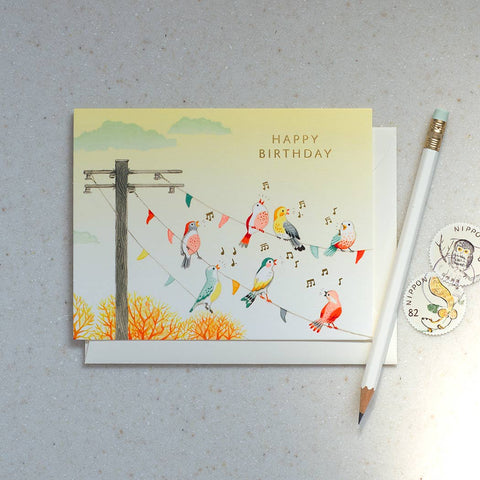 Birds on Wire Birthday Card