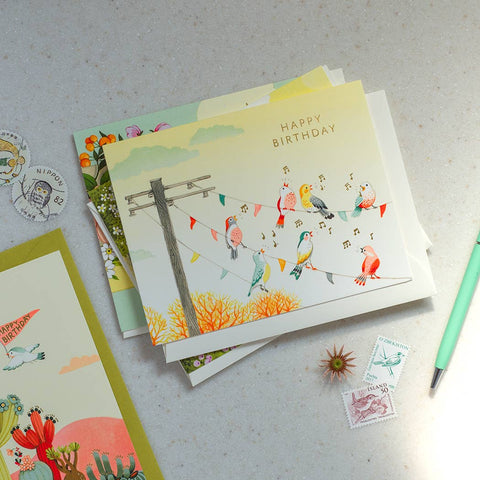 Birds on Wire Birthday Card