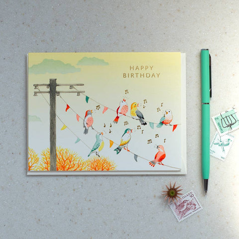 Birds on Wire Birthday Card