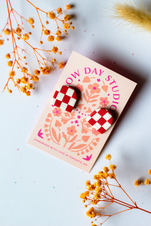 Checkerboard Archway Studs Rust and Cream