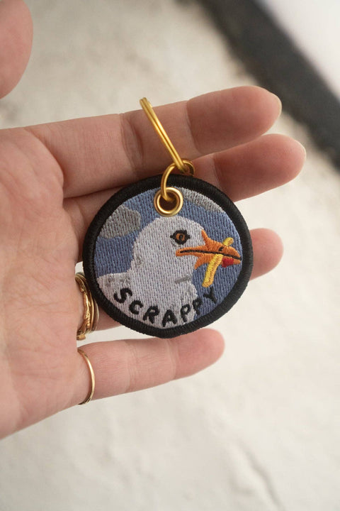 Scrappy Seagull Embroidered Keychain