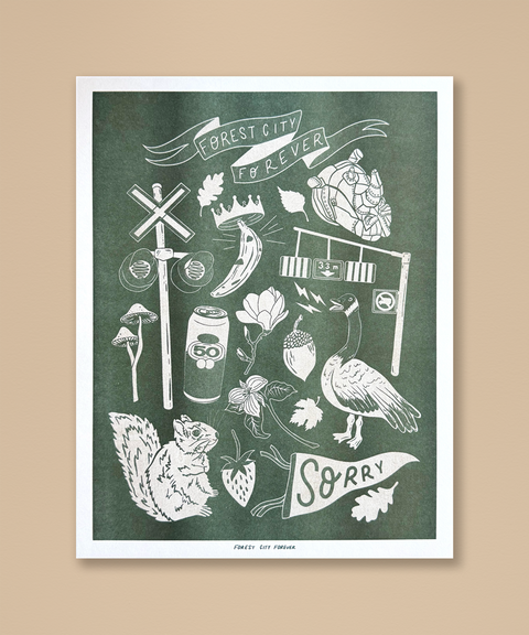 Forest City Forever Risograph Art Print