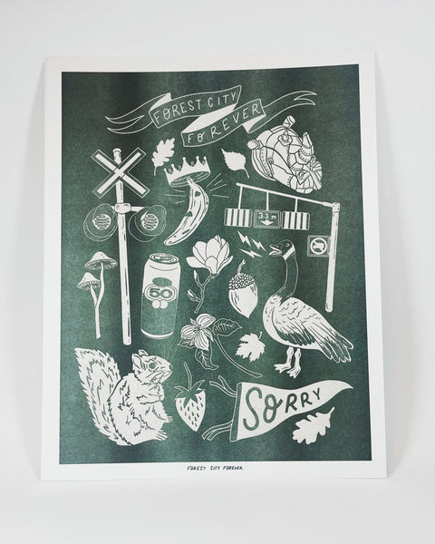 Forest City Forever Risograph Art Print