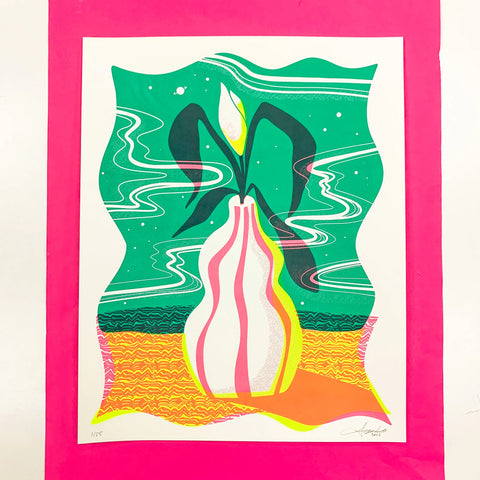Wavy Space Flower Limited Edition Screen Printed Poster