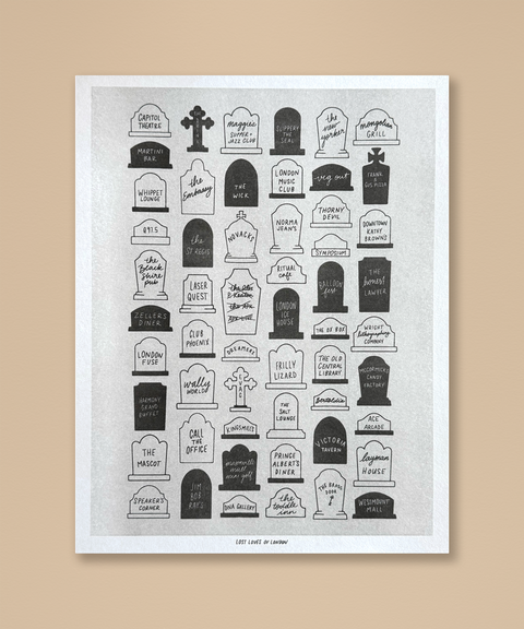 Lost Loves of London Risograph Art Print