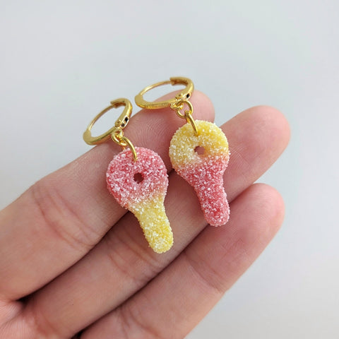 Sour Key Candy Earrings - Yellow/Red