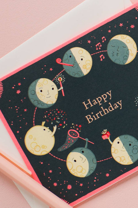 Moon Phases Birthday Card
