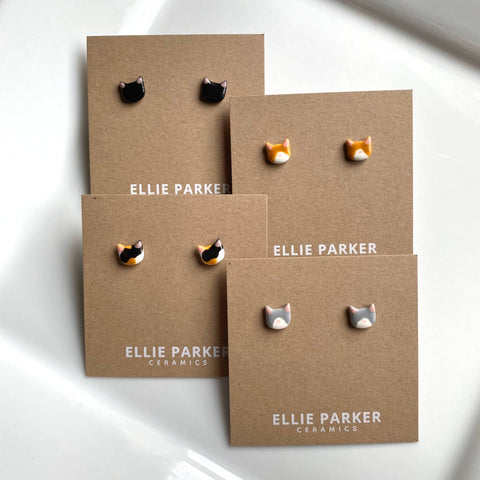 Cat Ceramic Studs (One Pair)