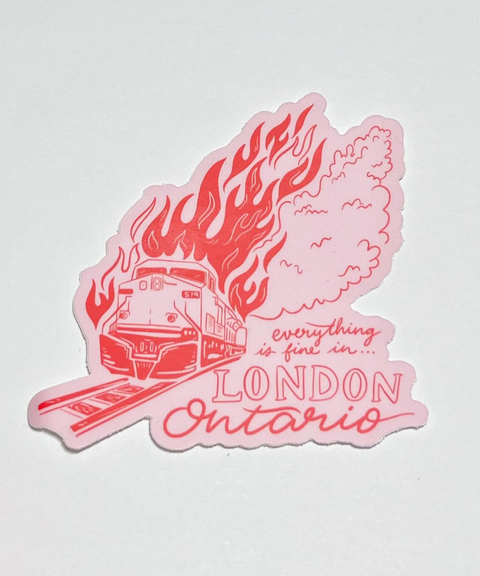 Burning Train Sticker - Pink