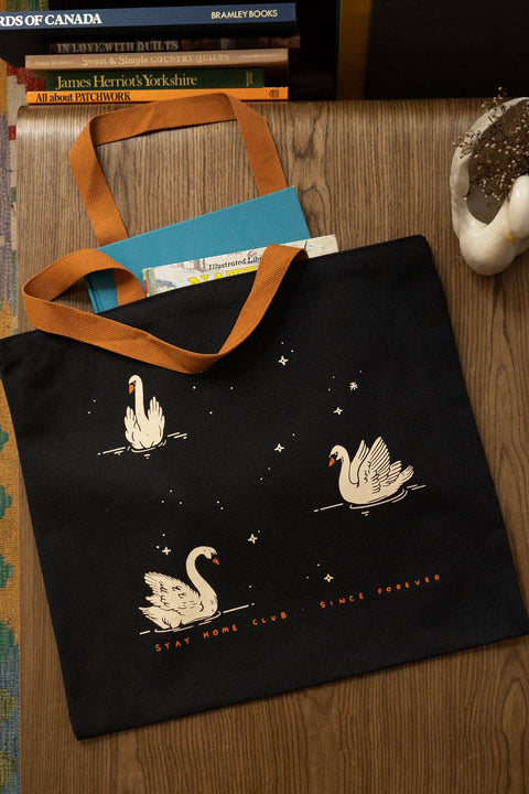 Night Swans Flat Tote