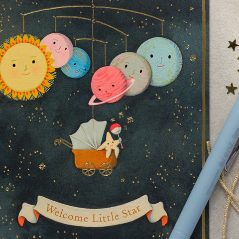 Solar System Baby Card