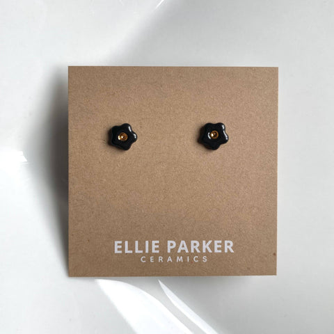 Black Flower Ceramic Studs