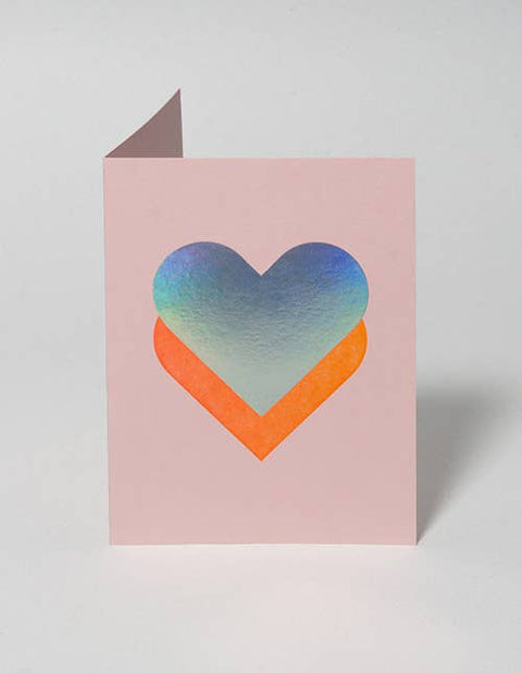 Pink Holo Heart Letterpress Card