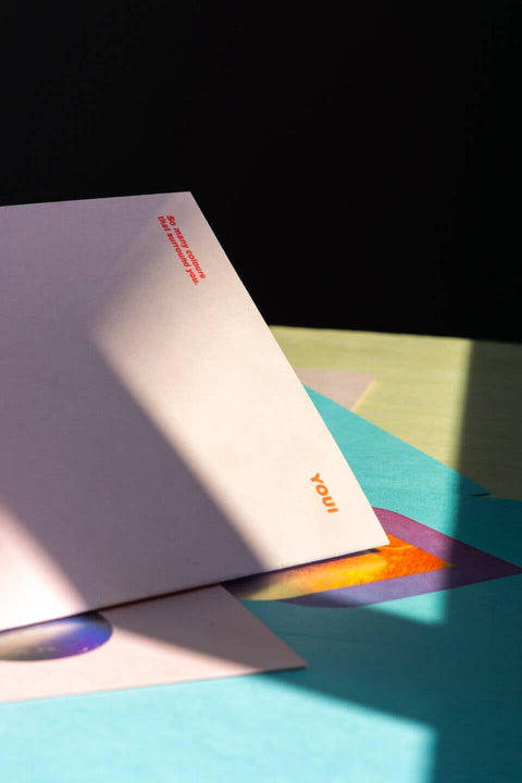 Pink Holo Heart Letterpress Card