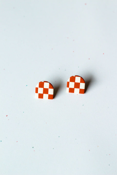 Checkerboard Archway Studs Rust and Cream