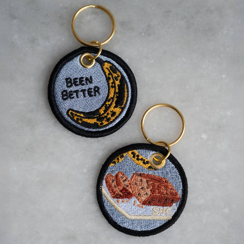 Been Better Banana Bread Embroidered Keychain