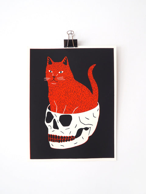 Cat & Skull Print