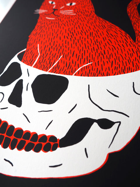 Cat & Skull Print