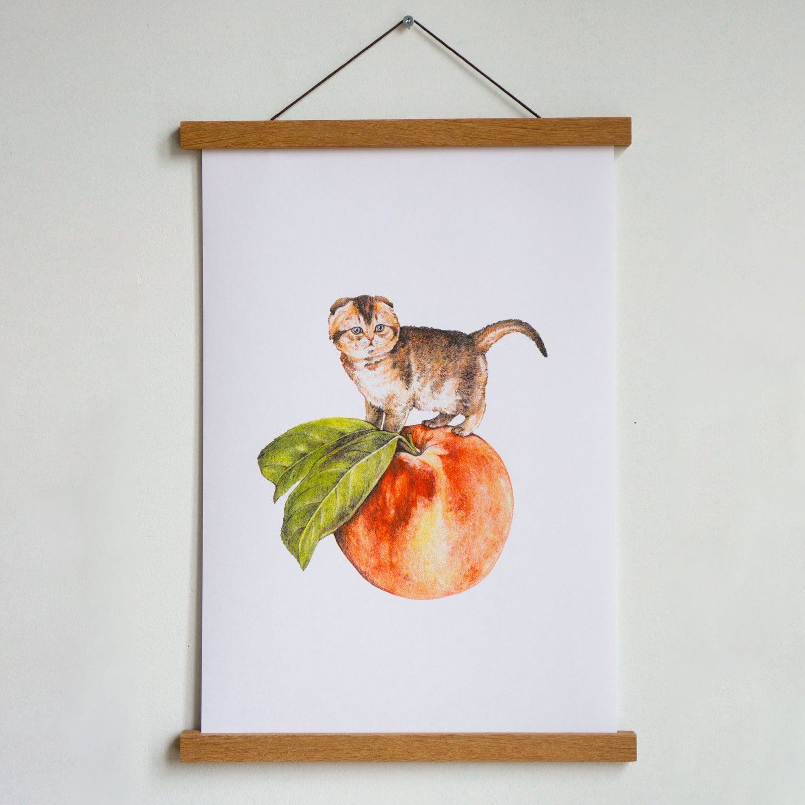 Peach Cat Riso Print