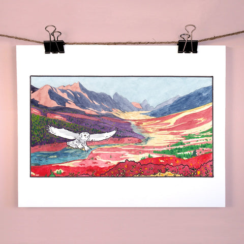 Snowy Owl Landscape Comic Print