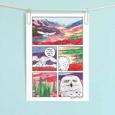Snowy Owl Comic Print