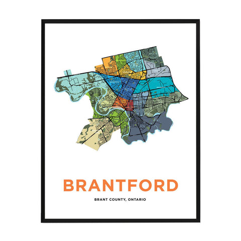Brantford Neighbourhoods Map Print