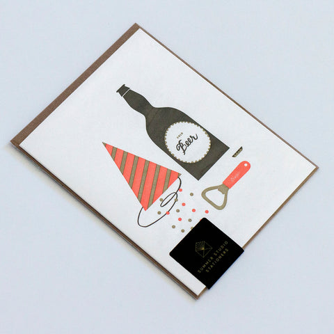 Beer and Party Hat Card