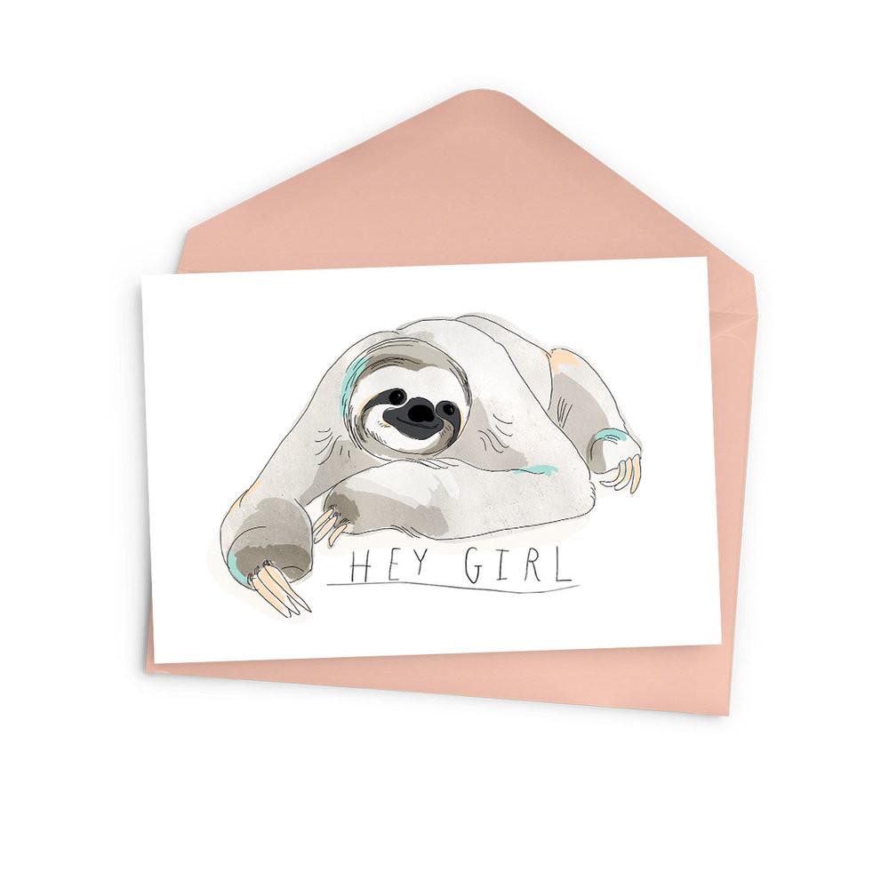 Hey Girl Sloth Card